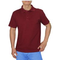 Polo Cuello Camisero Manga Corta Guinda