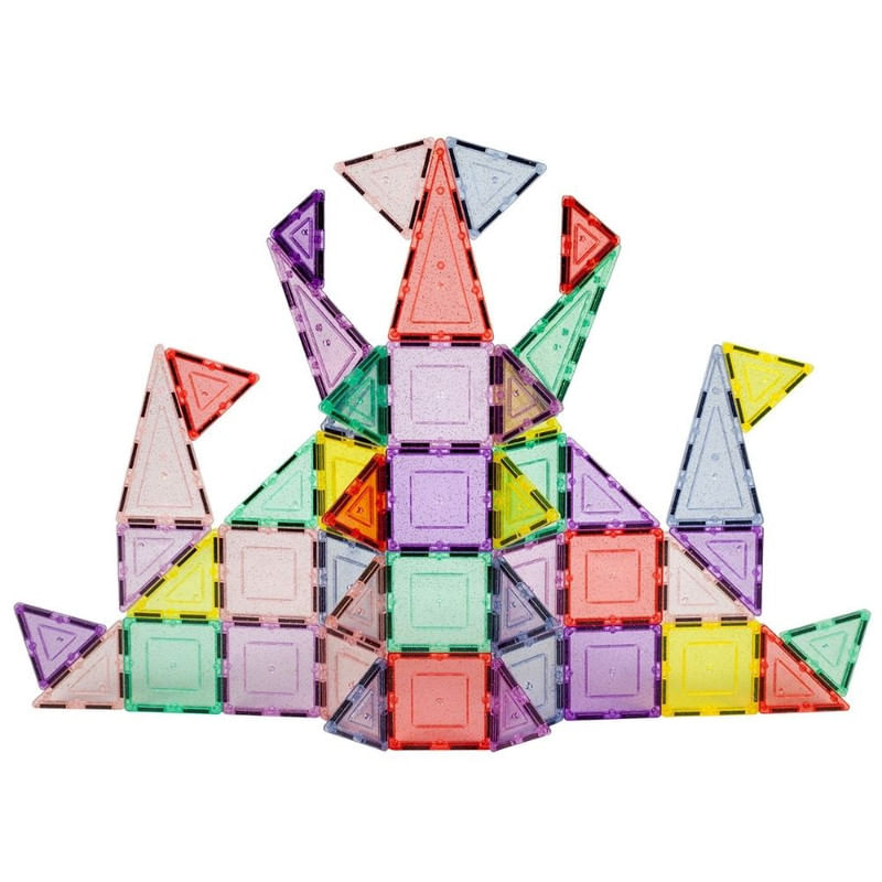 Bloques Magnéticos de colores pasteles y glitter de 48 piezas - Juego STEM Educativo para Niños, Pi