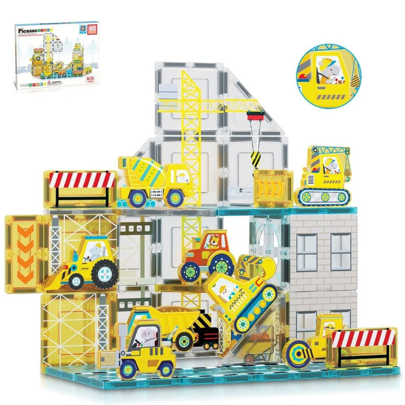 Juego de Bloques de Construcción Magnéticos de 45 piezas (incluye 8 figuras de vehículos) - Juego ST