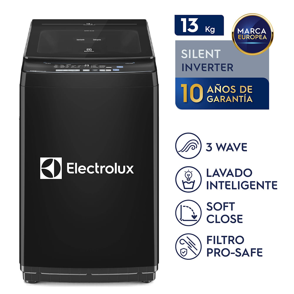Lavadora Electrolux Carga Superior 13kg Efficient Silent Inverter Negra (EWIJ13F2XSYB)