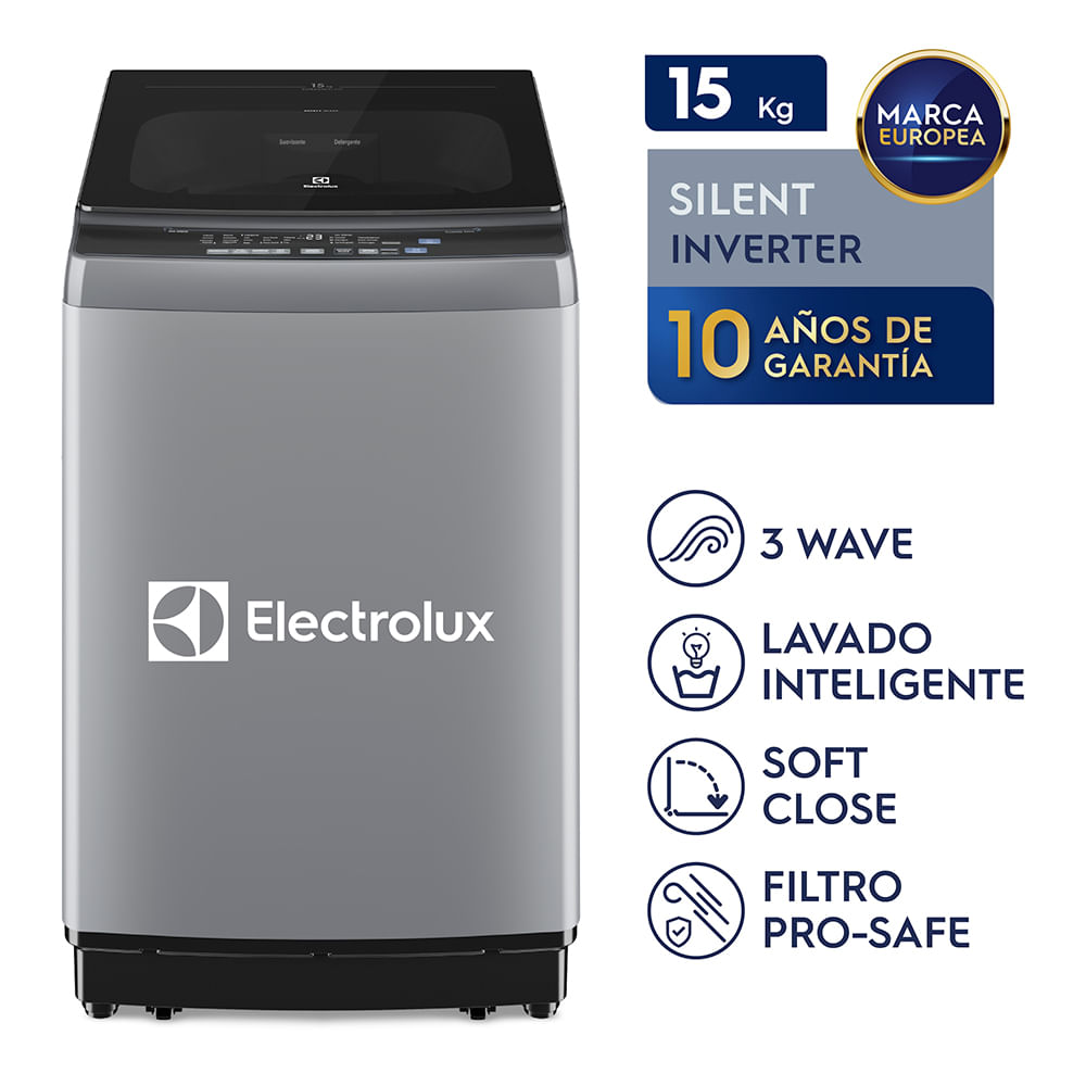 Lavadora Electrolux Carga Superior 15 kg Efficient Gris EWIP15F2XSWG