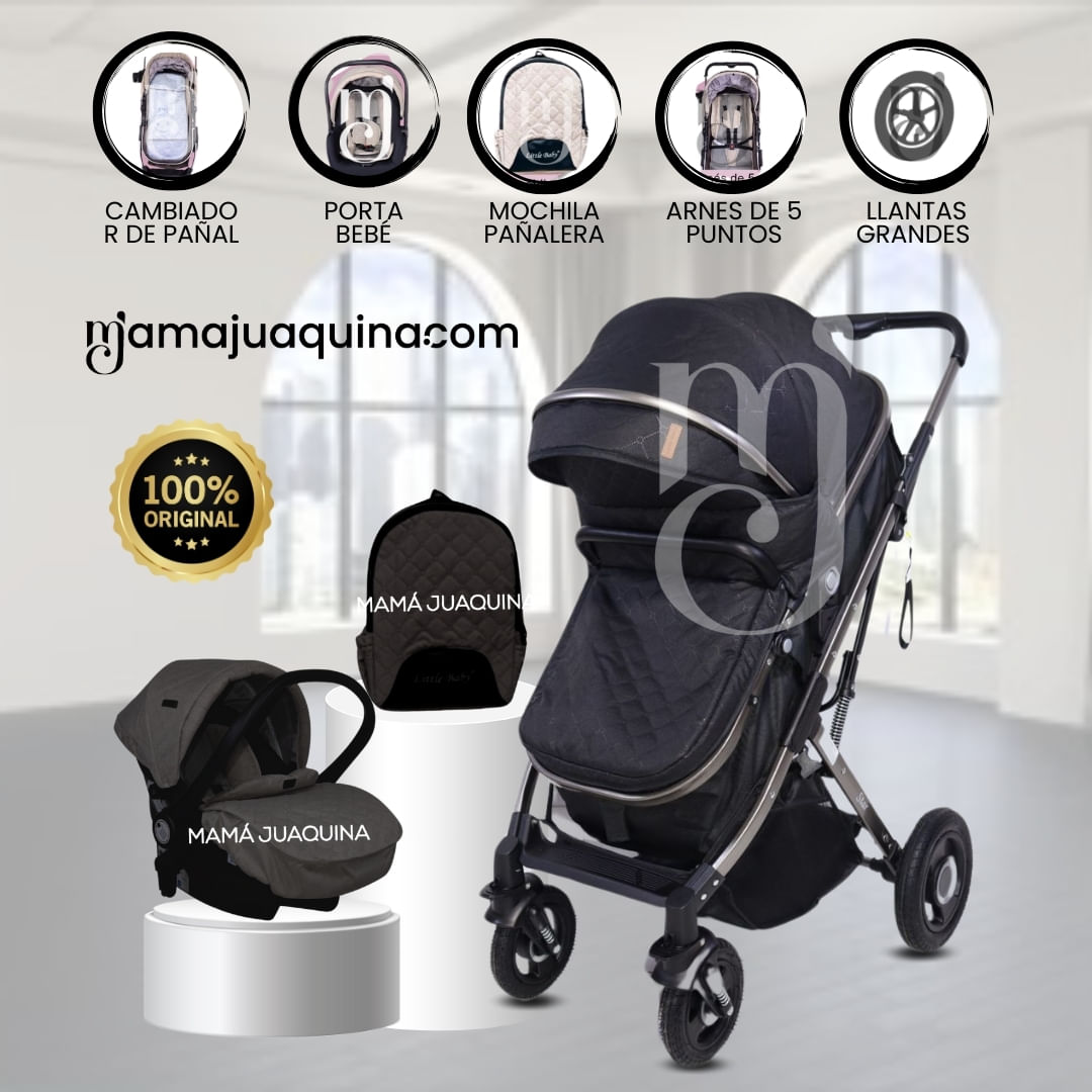 Coche Moisés con Porta Bebé «STAR VIP» Black