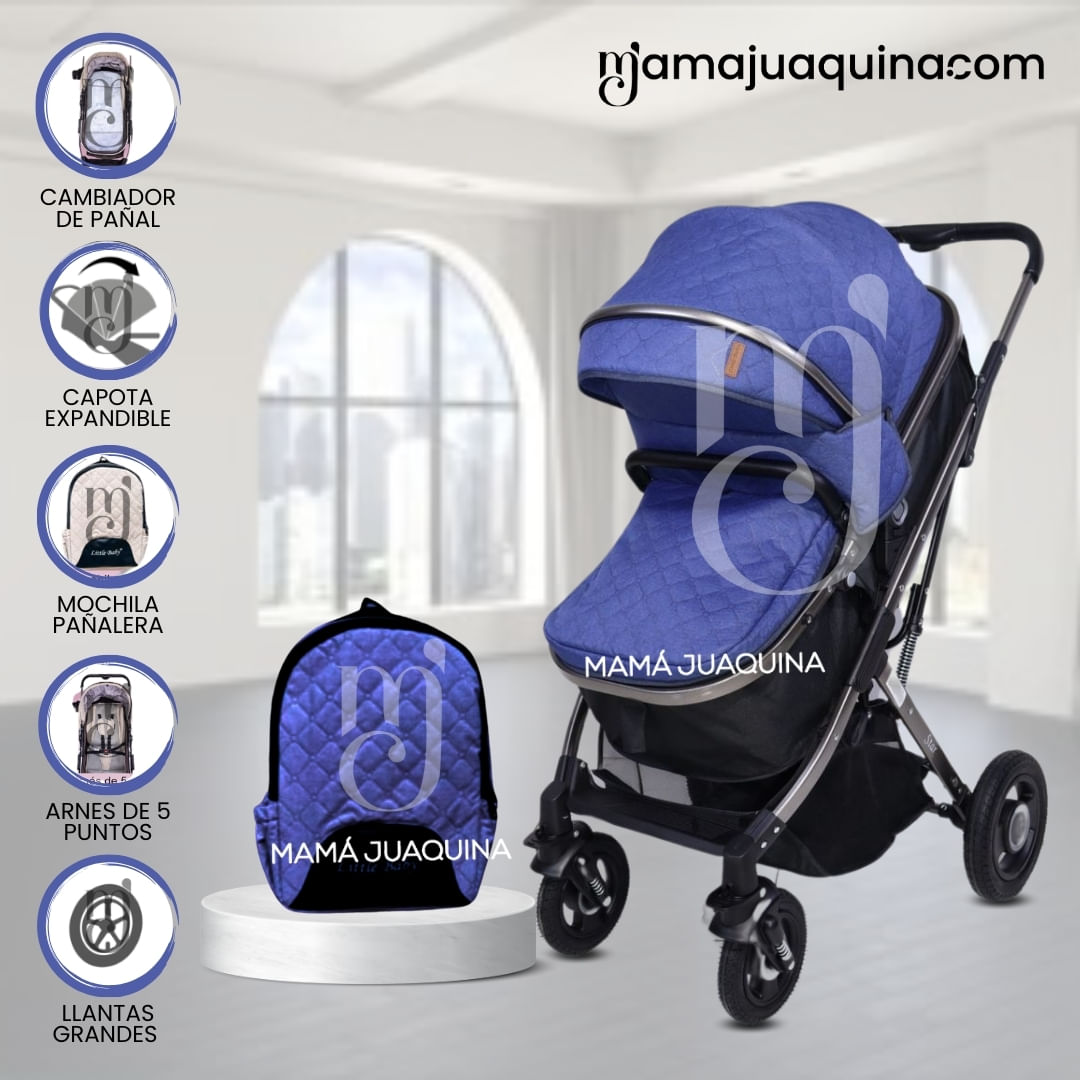 Coche Moisés con Mochila Pañalera «STAR» Blue