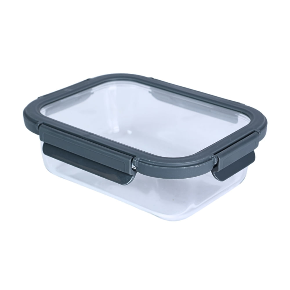 Taper Vidrio Rectangular Hermético Gris 1050ml Orange