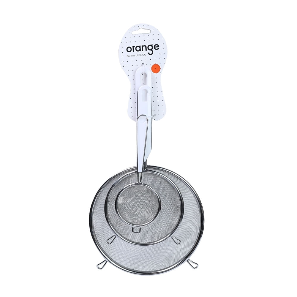 Set de 3 Coladores Acero Inoxidable 7cm/12cm/18cm Orange
