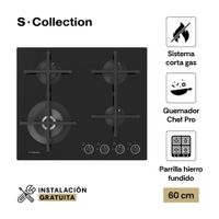 Cocina Encimera Empotrable Sole Scollection Pureblack a Gas Smart 60cm