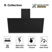 Campana Extractora Decorativa 90cm S-Collection PureBlack