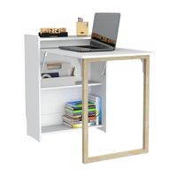 Escritorio con Biblioteca Plegable L-101 Melamina Blanco