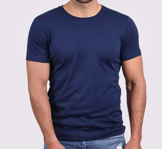 Polo Cuello Redondo Manga Corta Azul Marino