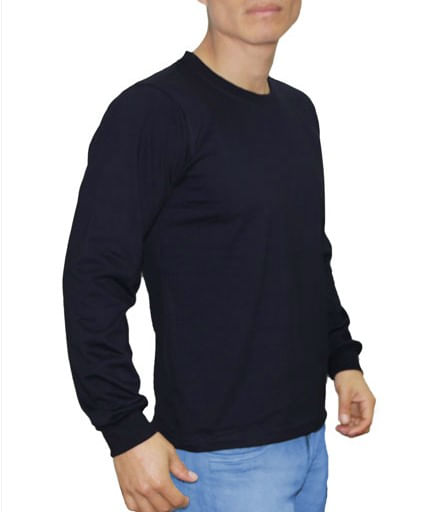 Polo Cuello Redondo Manga Larga Azul Marino