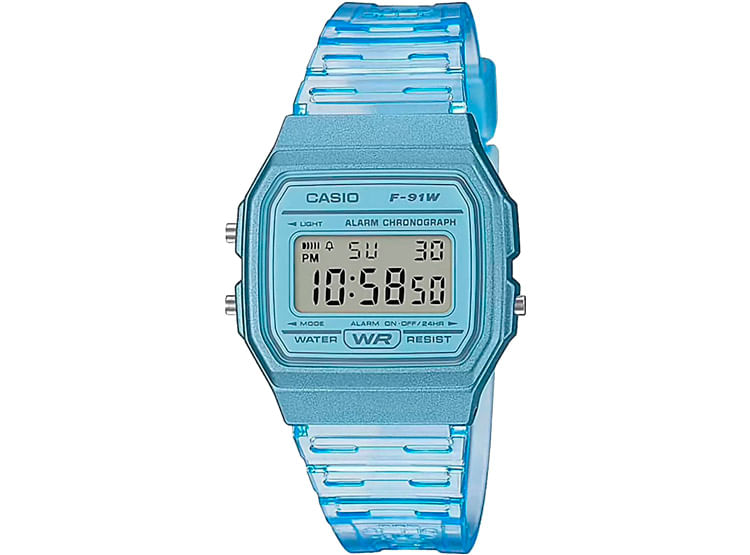 Reloj Casio F91WS-2 Transparente Tono Azul Dama - copy