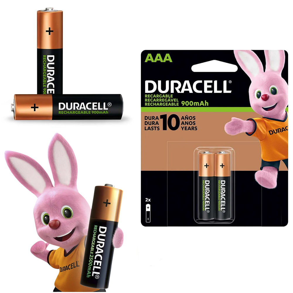 Pilas AAA recargables DURACELL 900mAh Blister x 2 Unidades baterias