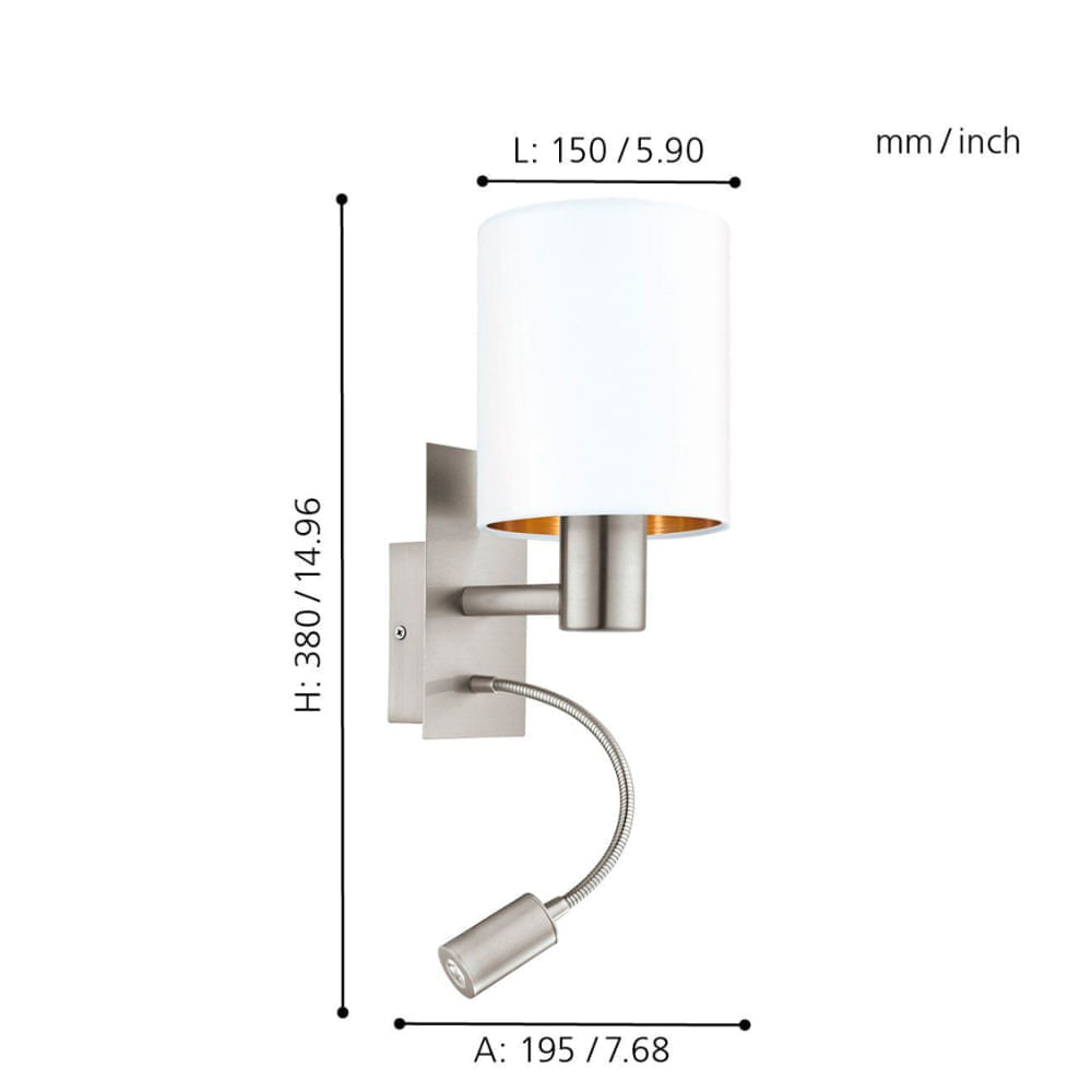 Aplique Eglo Pasteri Blanco Cobre
