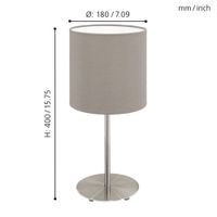 Lámpara De Mesa Eglo Pasteri Gris Pardo