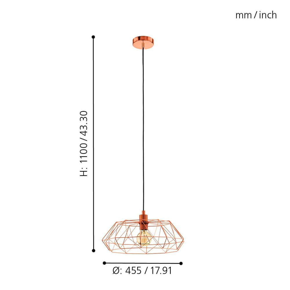 Lámpara Colgante Eglo Carlton2 E27 1X6W