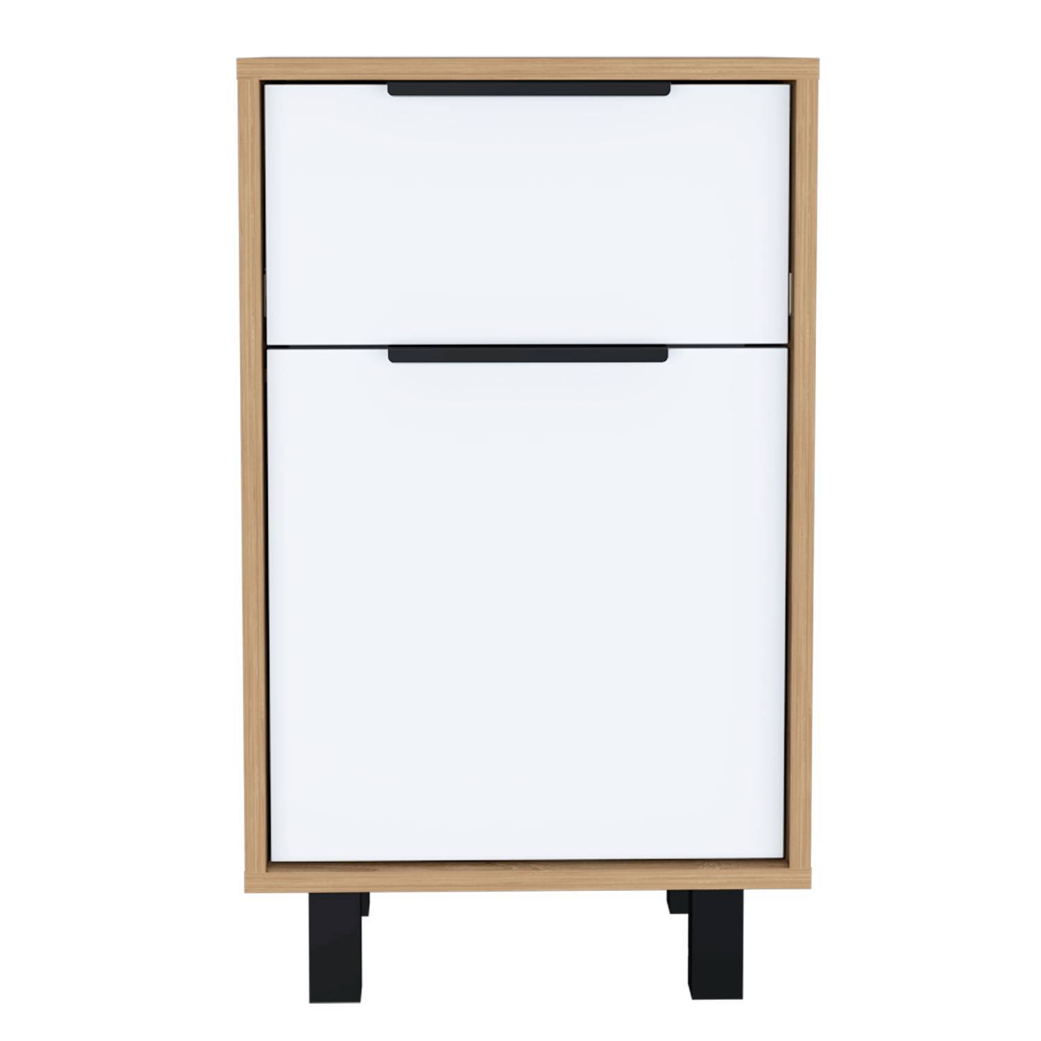 Velador Juvenil 1 cajón 1 puerta Steve color Macadamia/Blanco TU MESITA