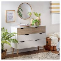 Cómoda Vintage Sue 4 Cajones 98x39x81 cm Blanco/Oak