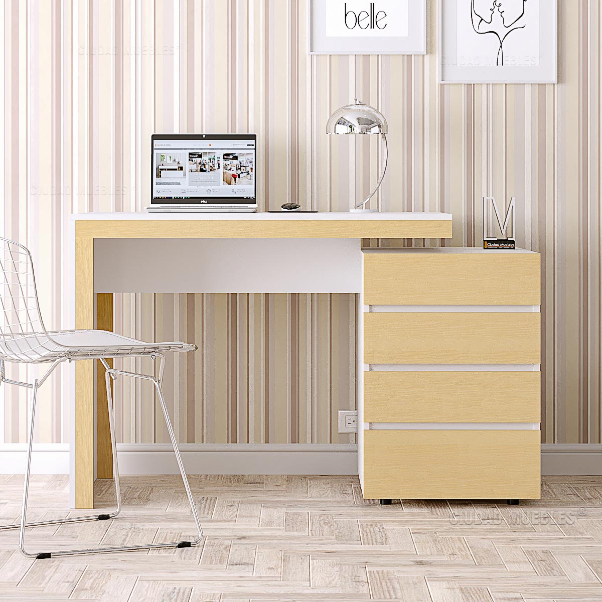 Escritorio Minimalista Ivana 4 Cajones