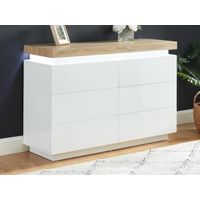 Cómoda Clásica Halo luz LED color Blanco 6 cajones TU MESITA