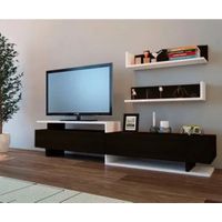 Centro de Entretenimiento Premium Zeta Color Negro con 2 Repisas
