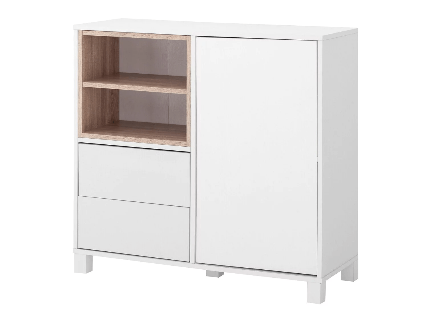 Cómoda Juvenil Owen 2 cajones color Blanco/Duna TU MESITA