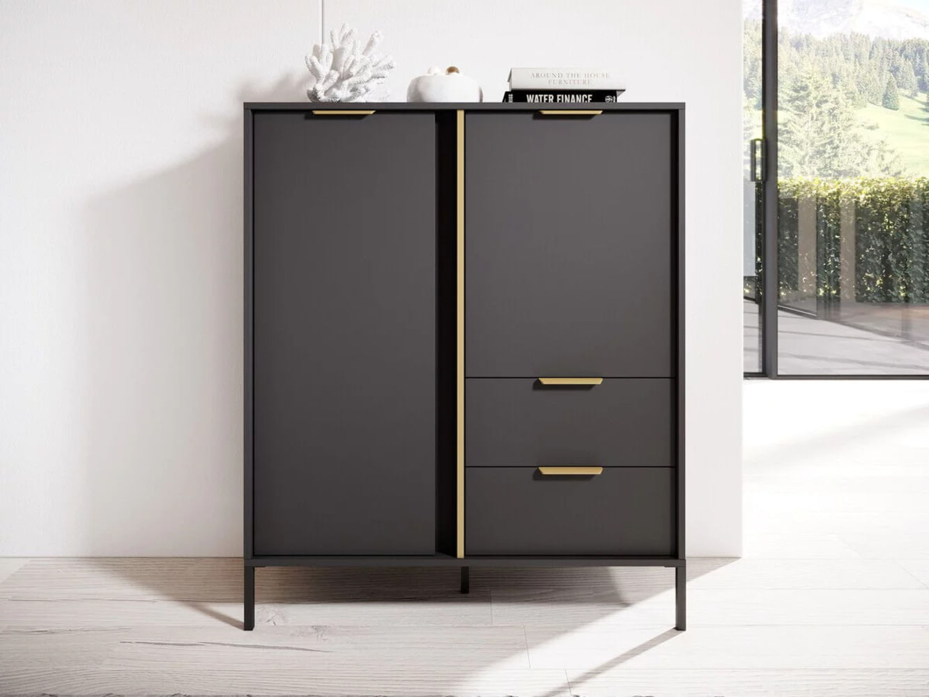Cómoda Moderna Ballarta 2 puertas 2 cajones TU MESITA color Negro