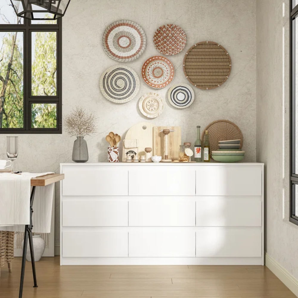 Cómoda Larga Paracas 9 cajones color Blanco TU MESITA