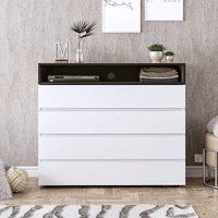 Cómoda Moderna 4 cajones Melissa color Blanco/Negro TU MESITA