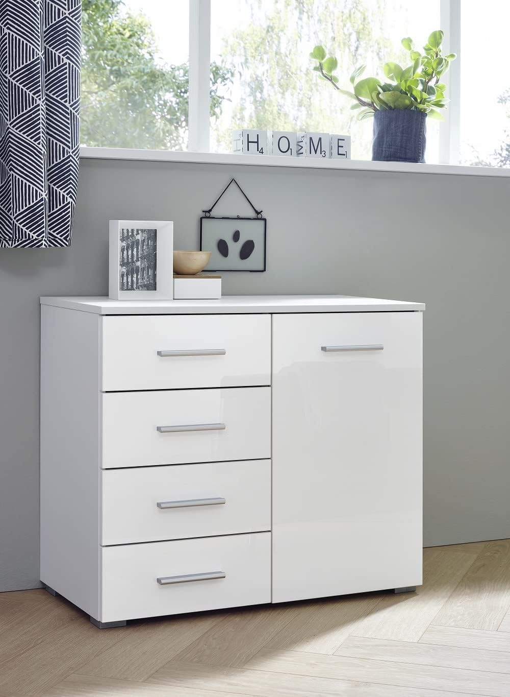 Cómoda Clásica 4 cajones 1 puerta Morriset color Blanco TU MESITA