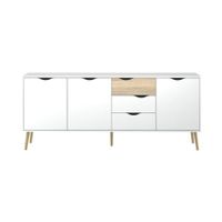 Cómoda Larga Matilde 3 cajones 3 puertas TU MESITA color Blanco/Duna