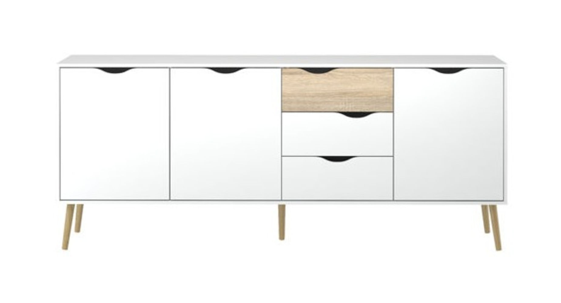 Cómoda Larga Matilde 3 cajones 3 puertas TU MESITA color Blanco/Duna