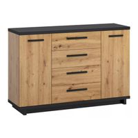 Cómoda moderna 4 cajones 2 puertas Priscila color Duna/Negro TU MESITA