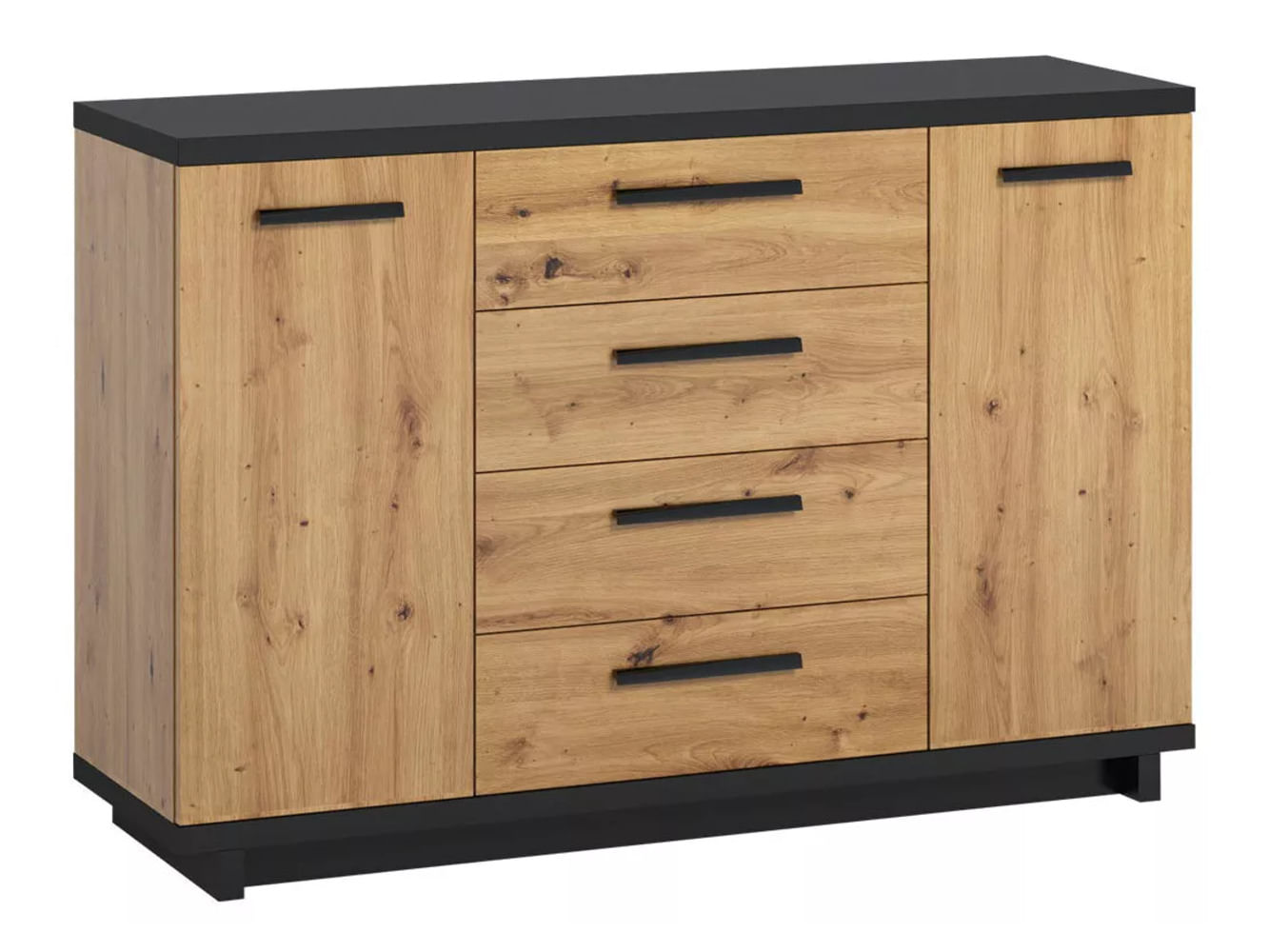 Cómoda moderna 4 cajones 2 puertas Priscila color Duna/Negro TU MESITA