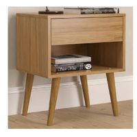 Velador Moderno TU MESITA Taurus Melamina 18mm color Roble 1 cajón