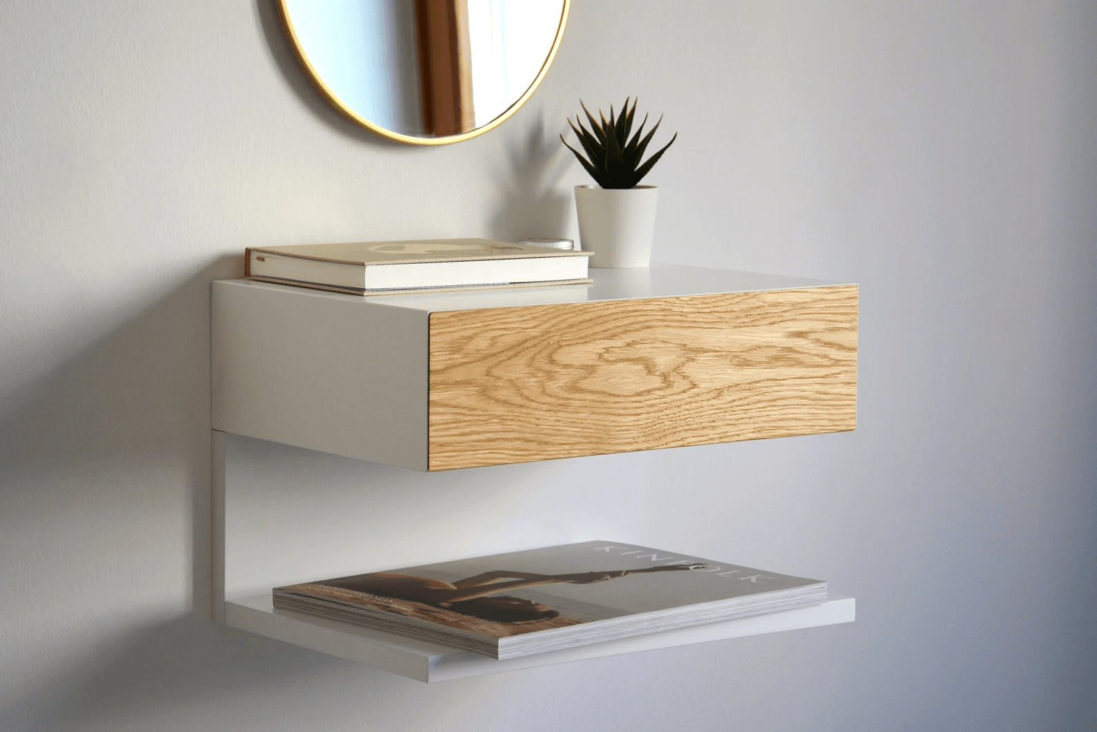 Velador Flotante Contemporáneo Mehr Blanco-Marrón 48cm