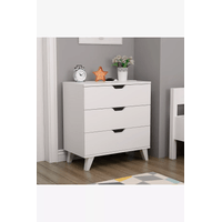 Velador clásico multiusos 3 cajones Dorotea color Blanco TU MESITA
