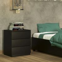 Velador Moderno Veronna 3 Cajones Negro