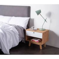 Velador Práctico 1 cajon Ariosto color Duna/Blanco TU MESITA
