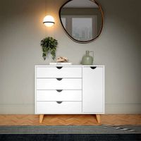 Cómoda clásica 4 cajones mas puerta Ginebra color Blanco TU MESITA