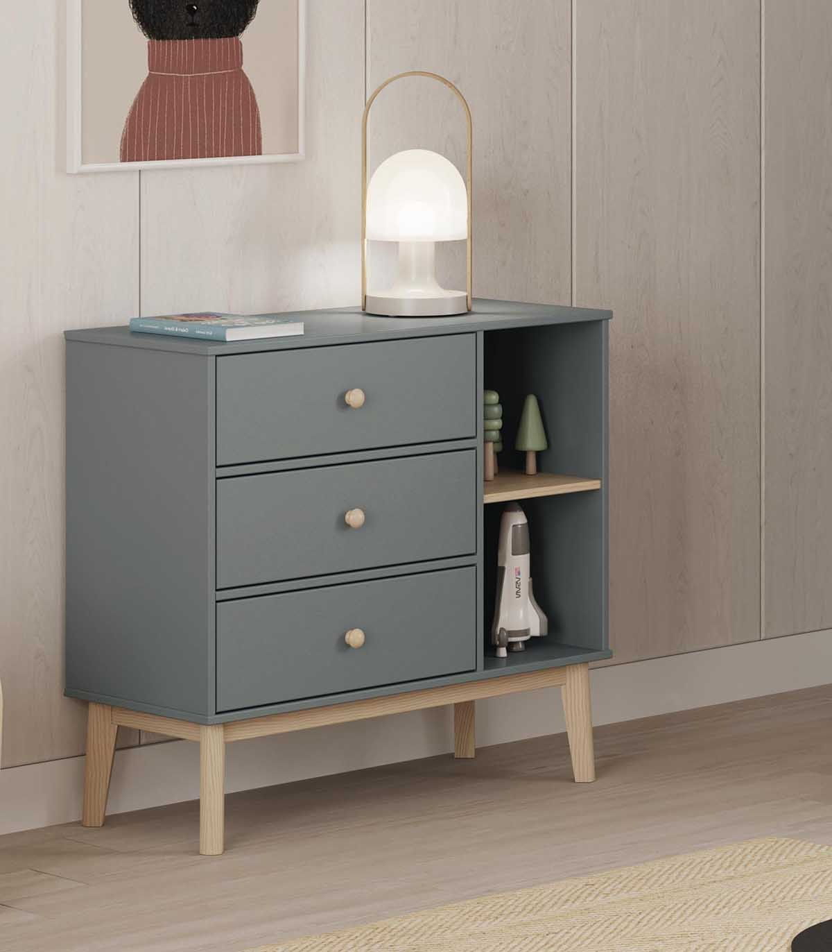Cómoda Infantil Kasidy 2 color Gris oscuro TU MESITA