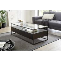 Mesa de Noche tipo Industrial Bénfica con vidrio TU MESITA color Negro