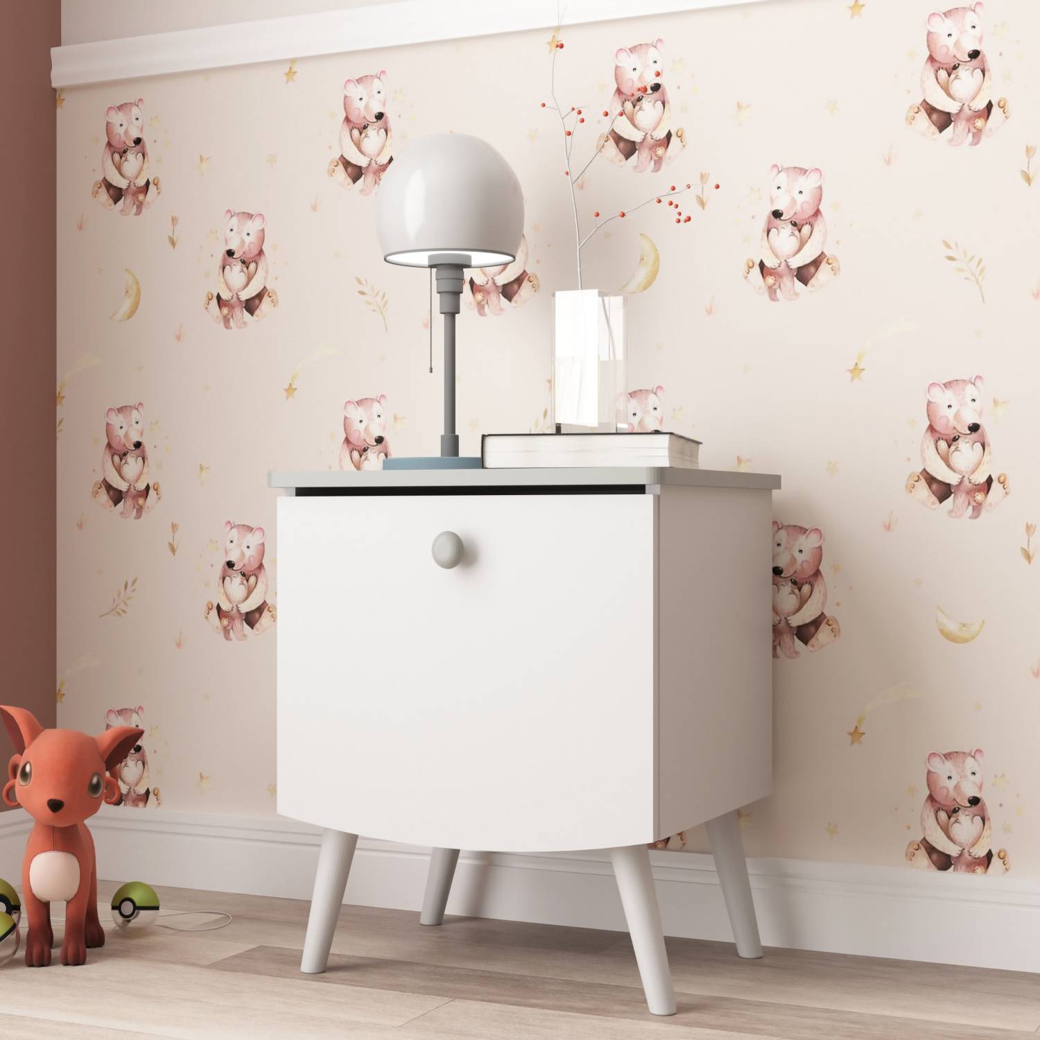 Velador Tu Mesita Vintage Blanco 1 Cajón