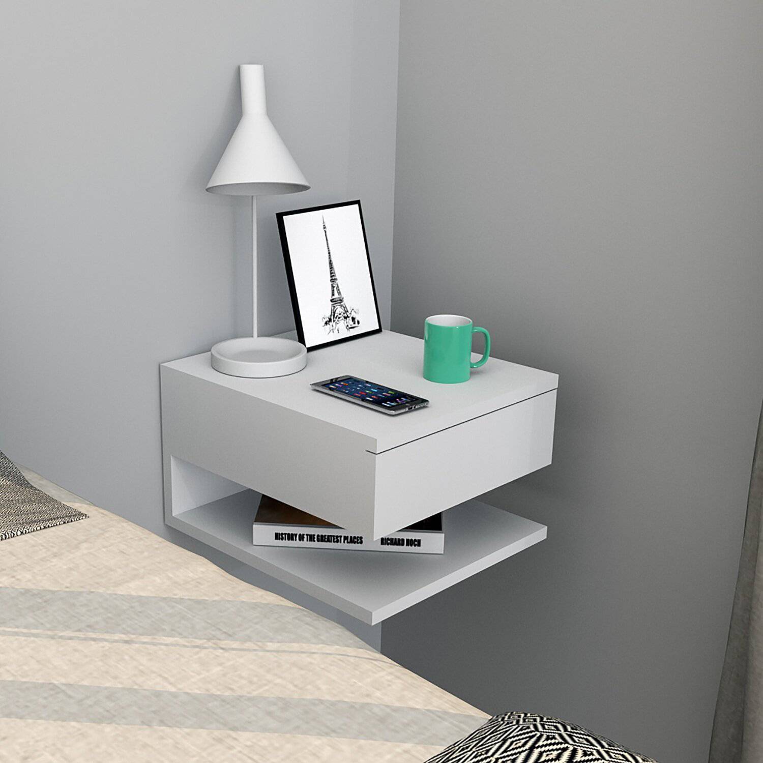 Velador Flotante Moderno Scott Blanco