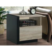 Velador Mesa de Noche Isis color Gris/Negro 1 cajón TU MESITA