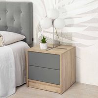 Velador Moderno Antuanett 2 Cajones Gris