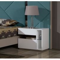 Velador Moderno Samanta color Blanco 2 cajones TU MESITA