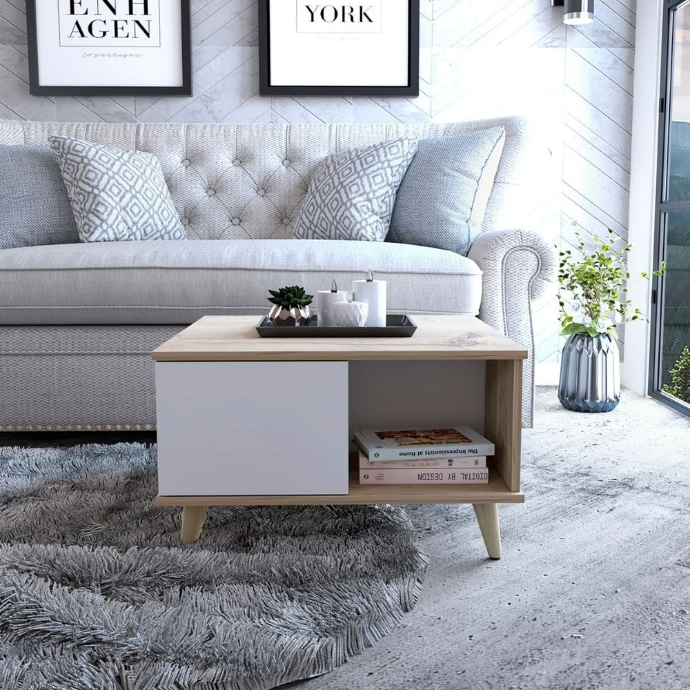 Mesa de Centro Lia Miel Blanco Moderno