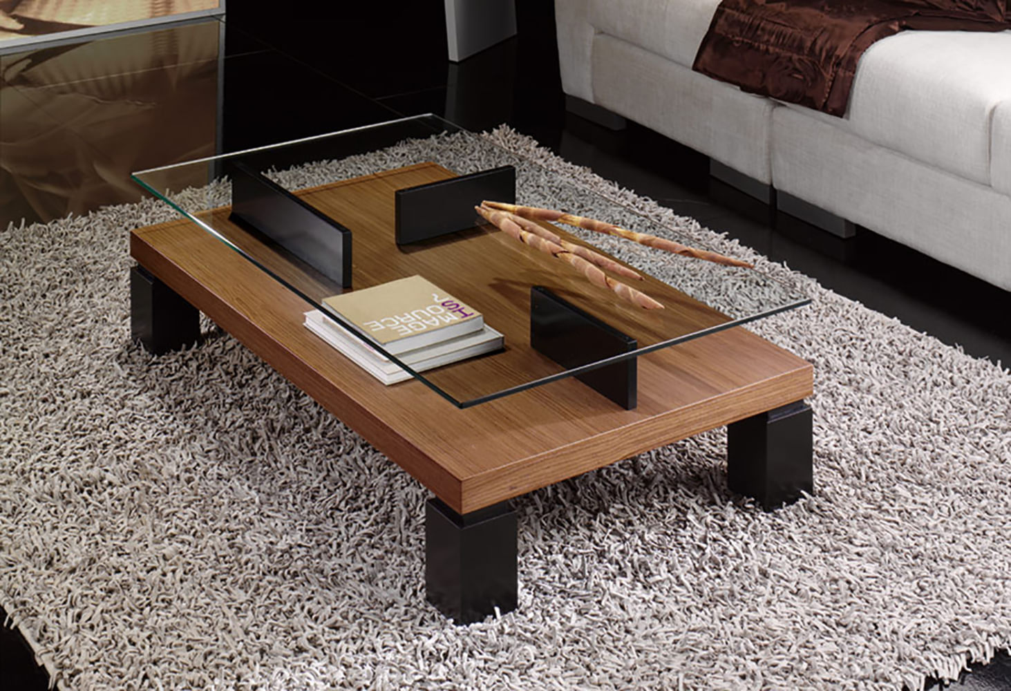 Mesa de Centro Contemporánea Lezner Marrón 100cm