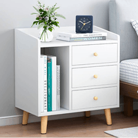 Velador Contemporáneo Lola 3 cajones Blanco