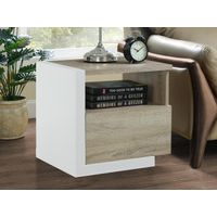 Velador Mesa de Noche Isis color Gris/Blanco 1 cajón TU MESITA